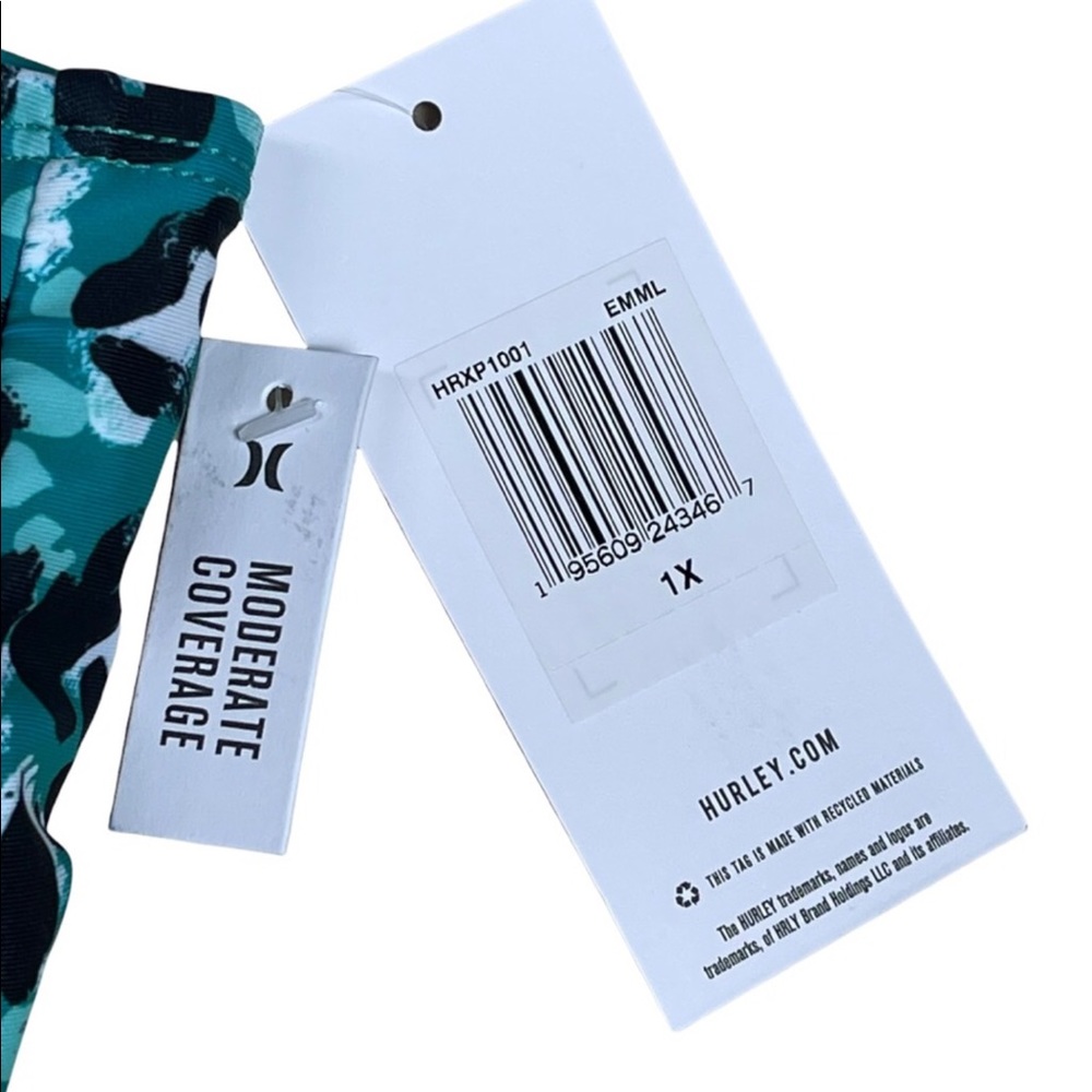 HP🎉 Hurley green, black and white animal print two piece bathing suit NWT - Picture 15 of 16